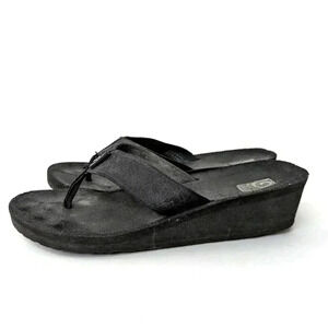 Teva Mush Black Wedge Flip Flop Sandals